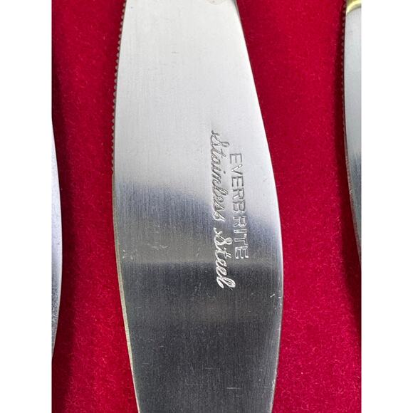 Everbright USA Top Quality Vintage MCM Set of 6 Wood Handled 8.5" Steak Knives - Picture 6 of 6